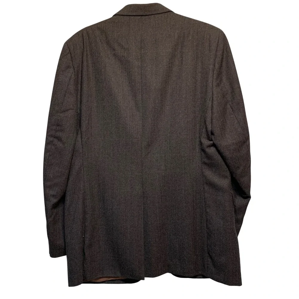Vintage Oscar de la Renta Blazer 44R Brown Wool Pinstripe Two Button Sport Coat